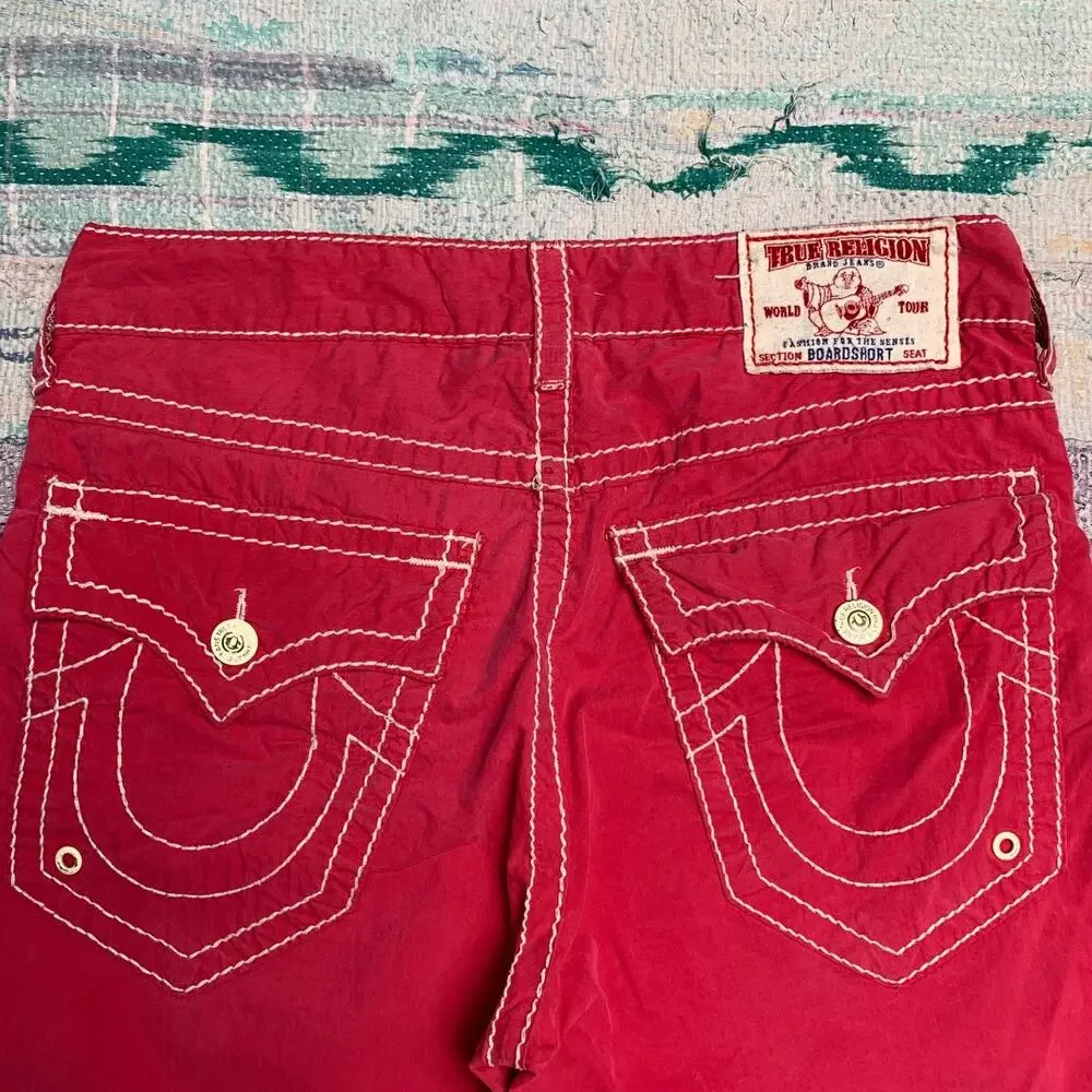 True Religion Red Size 33 Mens Big T Ricky Board Shorts Swim
